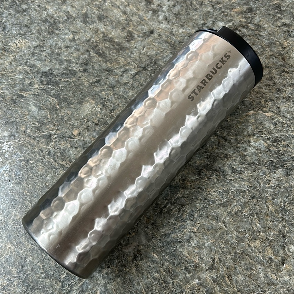 Starbucks 2012 Hammered Stainless Steel Travel To Go Cup Tumbler 16 oz 4…
